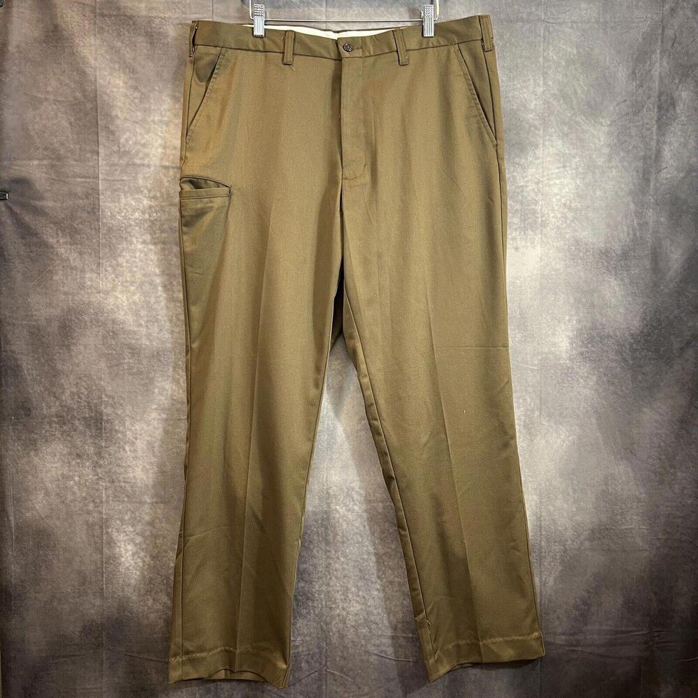Wearguard UPS Pants Men Size 38x32 Brown Flat Front Workwear Chino 5‎ Pocket EUC